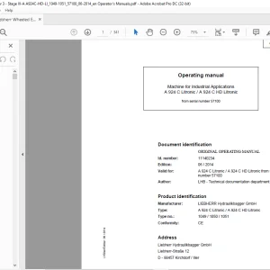 Liebherr A 924 C Litronic / A 924 C HD Litronic 1049 1050 1051 Machine for Industrial Operating Manual SN 57100 - PDF DOWNLOAD