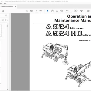 Liebherr A 924 Litronic A 924 HD Litronic Operation & Maintenance Manual SN 8146 - PDF DOWNLOAD