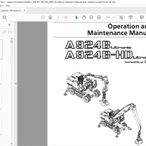 Liebherr A 924B Litronic A 924B-HD Litronic Operation & Maintenance Manual SN 20467 - PDF DOWNLOAD
