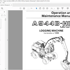 Liebherr A 944B-HD Litronic Logging Machine Wheeled Excavator Operation & Maintenance Manual SN 12000 - PDF DOWNLOAD