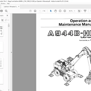 Liebherr A 944B-HD Litronic Operation & Maintenance Manual SN 12600 - PDF DOWNLOAD