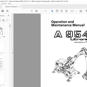 Liebherr A 954 Litronic Operation & Maintenance Manual SN 121 - PDF DOWNLOAD