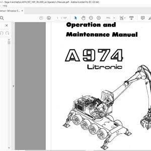 Liebherr A 974 Litronic Wheeled Excavator Operation & Maintenance Manual - PDF DOWNLOAD