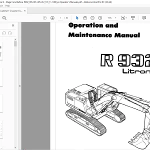Liebherr A932 Litronic Operation and Maintenance Manual  - PDF DOWNLOAD