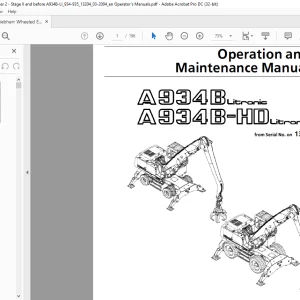 Liebherr A934B Litronic 934B-HD Litronic Excavator Operation & Maintenance Manual SN 13204 - PDF DOWNLOAD