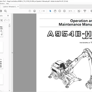 Liebherr A954B-HD Litronic Excavator Operation & Maintenance Manual SN 12183 - PDF DOWNLOAD