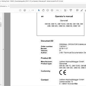 Liebherr Clamshell GM 58, GM 7C, GM 7CHD, GM 88, GM 108, GM 208, GM 20C, GMZ 50, GMZ 80, GMZ 120 Operator's manual - PDF DOWNLOAD