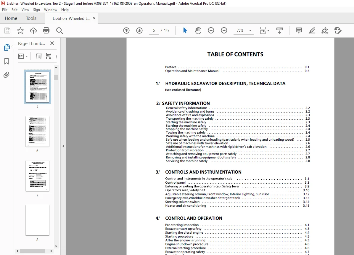 Liebherr Crawler Excavators A308 Operation and Maintenance Manual 17162 - PDF DOWNLOAD - Image 2