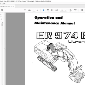 Liebherr ER 974B Litronic Excavator Operation & Maintenance Manual - PDF DOWNLOAD