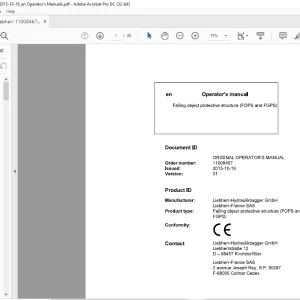 Liebherr Falling object protective structure (FOPS and FGPS) Operator's manual - PDF DOWNLOAD