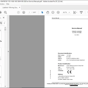 Liebherr Hydraulic Excavator R 9150 - R 9150B Service Manual 30614 - PDF DOWNLOAD