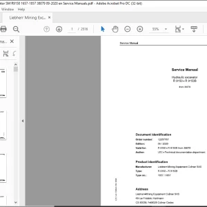 Liebherr  Hydraulic Excavator R 9150 - R 91508 Service Manual 38079 -  PDF DOWNLOAD