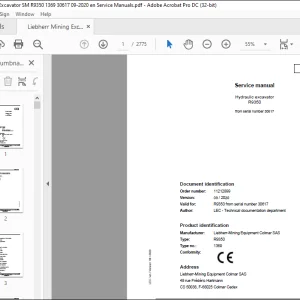 Liebherr Hydraulic Excavator R9350 Service Manual 30617 - PDF DOWNLOAD