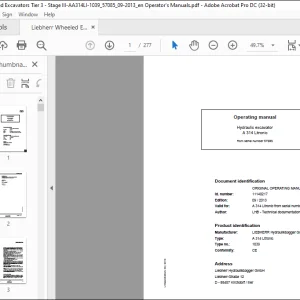 Liebherr Hydraulic excavator A 314 Litronic Operating manual -  PDF DOWNLOAD