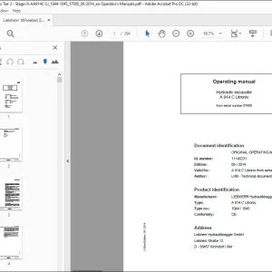Liebherr Hydraulic excavator A 914 C Litronic Operating manual 57000  -  PDF DOWNLOAD