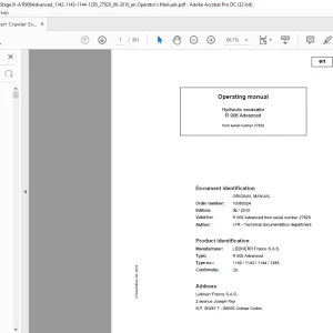 Liebherr Hydraulic excavator R 906 Advanced Operating manual SN 27820 - PDF DOWNLOAD