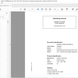 Liebherr Hydraulic excavator R 906 Advanced Operator's manual 31144 - PDF DOWNLOAD