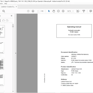 Liebherr Hydraulic excavator R 906 Classic Operator's manual 31049 - PDF DOWNLOAD