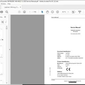 Liebherr Hydraulic excavator R 9150 E Service manual 38120 - PDF DOWNLOAD