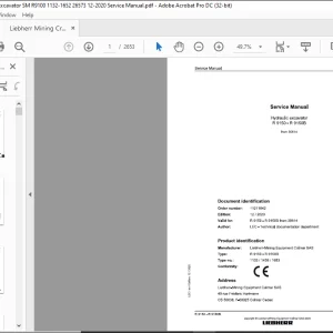Liebherr Hydraulic excavator R 9150-R9150 B Service manual 30614  - PDF DOWNLOAD