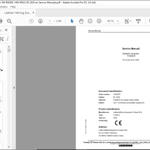 Liebherr Hydraulic excavator R 9200 E Service manual 40022  - PDF DOWNLOAD