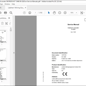 Liebherr Hydraulic excavator R 9250 Service manual 13466 - PDF DOWNLOAD