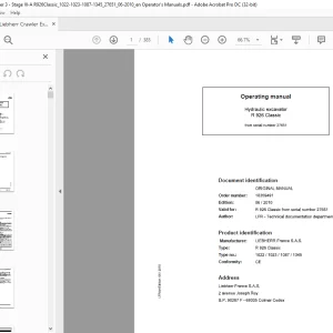 Liebherr Hydraulic excavator R 926 Classic Operating manual 27651 - PDF DOWNLOAD