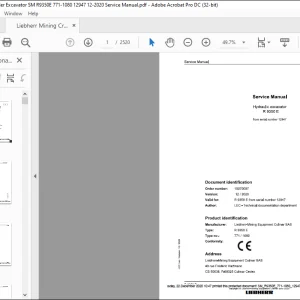 Liebherr Hydraulic excavator R 9350 E Service manual  - PDF DOWNLOAD
