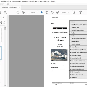 Liebherr Hydraulic excavator R 9350 R 994B Litronic Service manual -  PDF DOWNLOAD