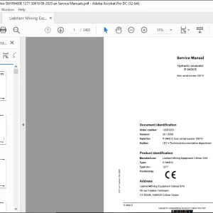 Liebherr Hydraulic excavator R 9400 E Service manual 30619 -  PDF DOWNLOAD