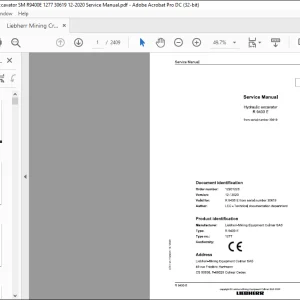 Liebherr Hydraulic excavator R 9400 E Service manual 30619 - PDF DOWNLOAD