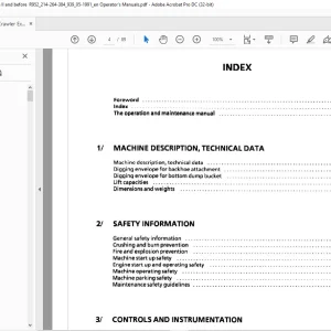 Liebherr Hydraulic excavator R 952 Litronic Operation and Maintenance Manual -  PDF DOWNLOAD