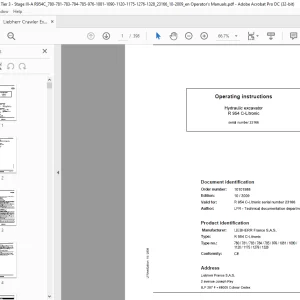 Liebherr Hydraulic excavator R 954 C-Litronic Operating manual 23166  - PDF DOWNLOAD