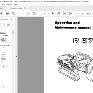 Liebherr Hydraulic excavator R 974 Litronic Operating Maintenance Manual - PDF DOWNLOAD