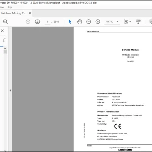 Liebherr Hydraulic excavator R9200 Service manual 40001 - PDF DOWNLOAD