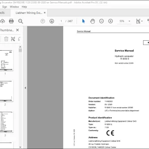 Liebherr Hydraulic excavator R9250E Service manual 25385 -  PDF DOWNLOAD