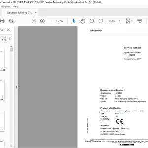 Liebherr Hydraulic excavator R9350 Service manual -  PDF DOWNLOAD