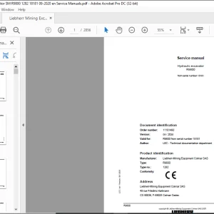 Liebherr Hydraulic excavator R9800 Service manual 18181 - PDF DOWNLOAD