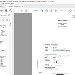 Liebherr Hydraulic excavator R996B Service manual 26049 - PDF DOWNLOAD