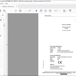 Liebherr Hydraulic excavator R996B Service manual 26049 -  PDF DOWNLOAD