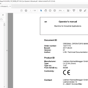 Liebherr LH 22 M Litronic 1197 Machine for Industrial Applications Operator's Manual SN 89388 - PDF DOWNLOAD