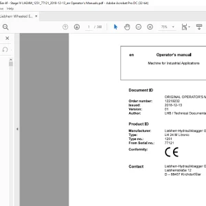 Liebherr LH 24 M Litronic 1251 Machine for Industrial Applications Operator's Manual SN 77121 - PDF DOWNLOAD