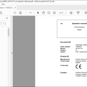 Liebherr Lifting accessory R964C Operator's manual - PDF DOWNLOAD