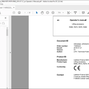 Liebherr Lifting accessory R974C Operator's manual -  PDF DOWNLOAD