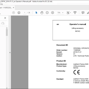 Liebherr Lifting accessory R974C Operator's manual - PDF DOWNLOAD