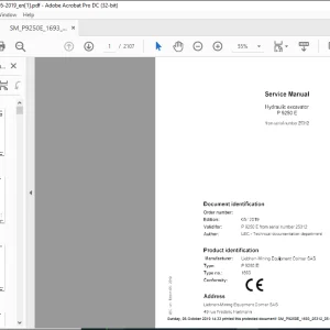 Liebherr P 9250 E 1693 Hydraulic Excavator Service Manual 25312 - PDF DOWNLOAD