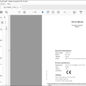 Liebherr P984C 1052 Hydraulic Excavator Service Manual - PDF DOWNLOAD