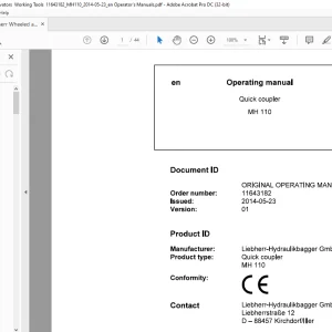 Liebherr Quick coupler MH 110 Operating manual - PDF DOWNLOAD