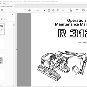 Liebherr R 312 Excavator Operation & Maintenance Manual SN 322 - PDF DOWNLOAD