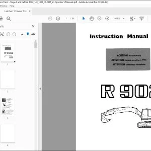 Liebherr R 902 Instruction Manual  - PDF DOWNLOAD